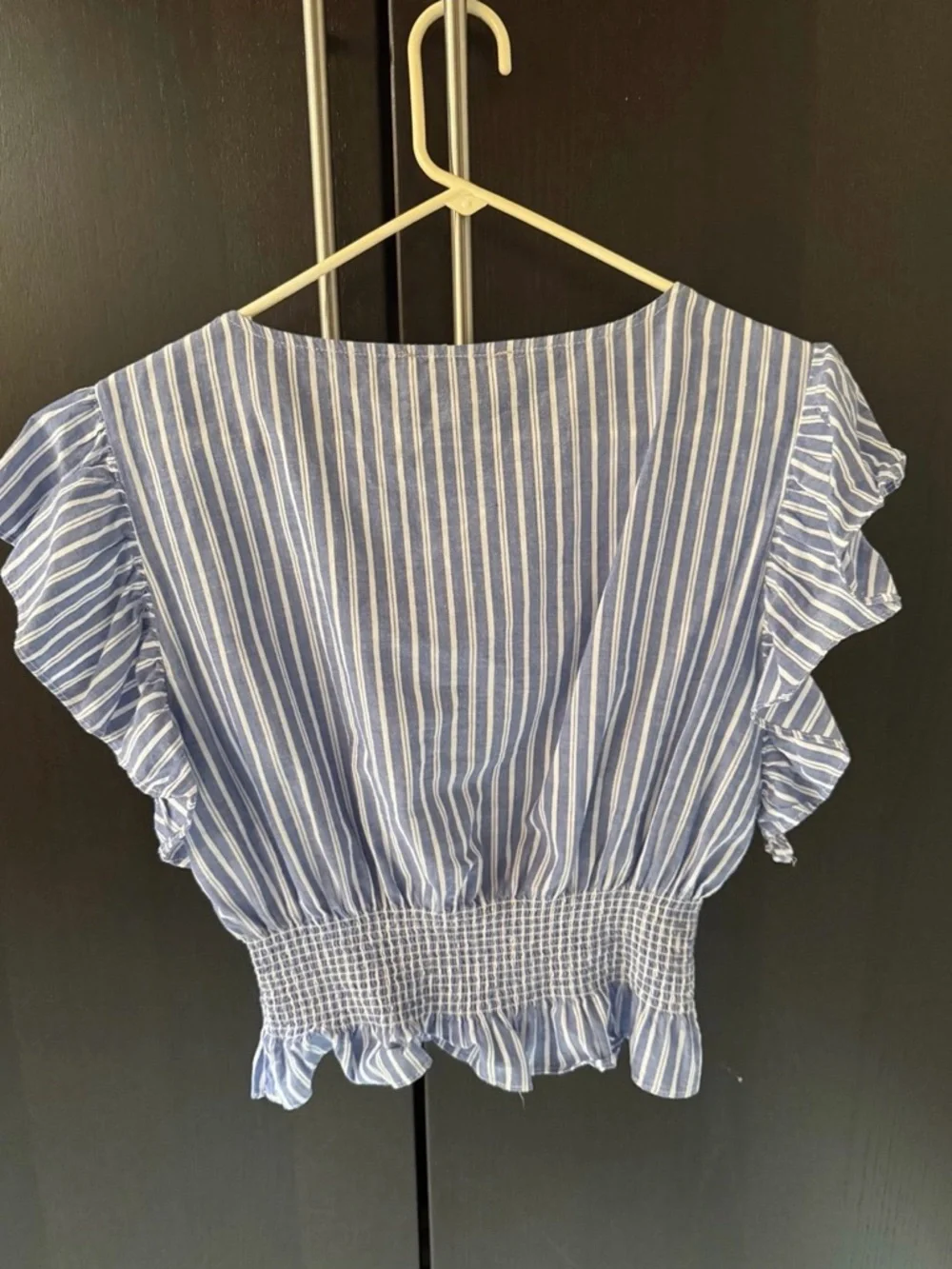 Philosophy Blue and White Vertical Stripe Top with Smocked Detail - Picture 4 of 4